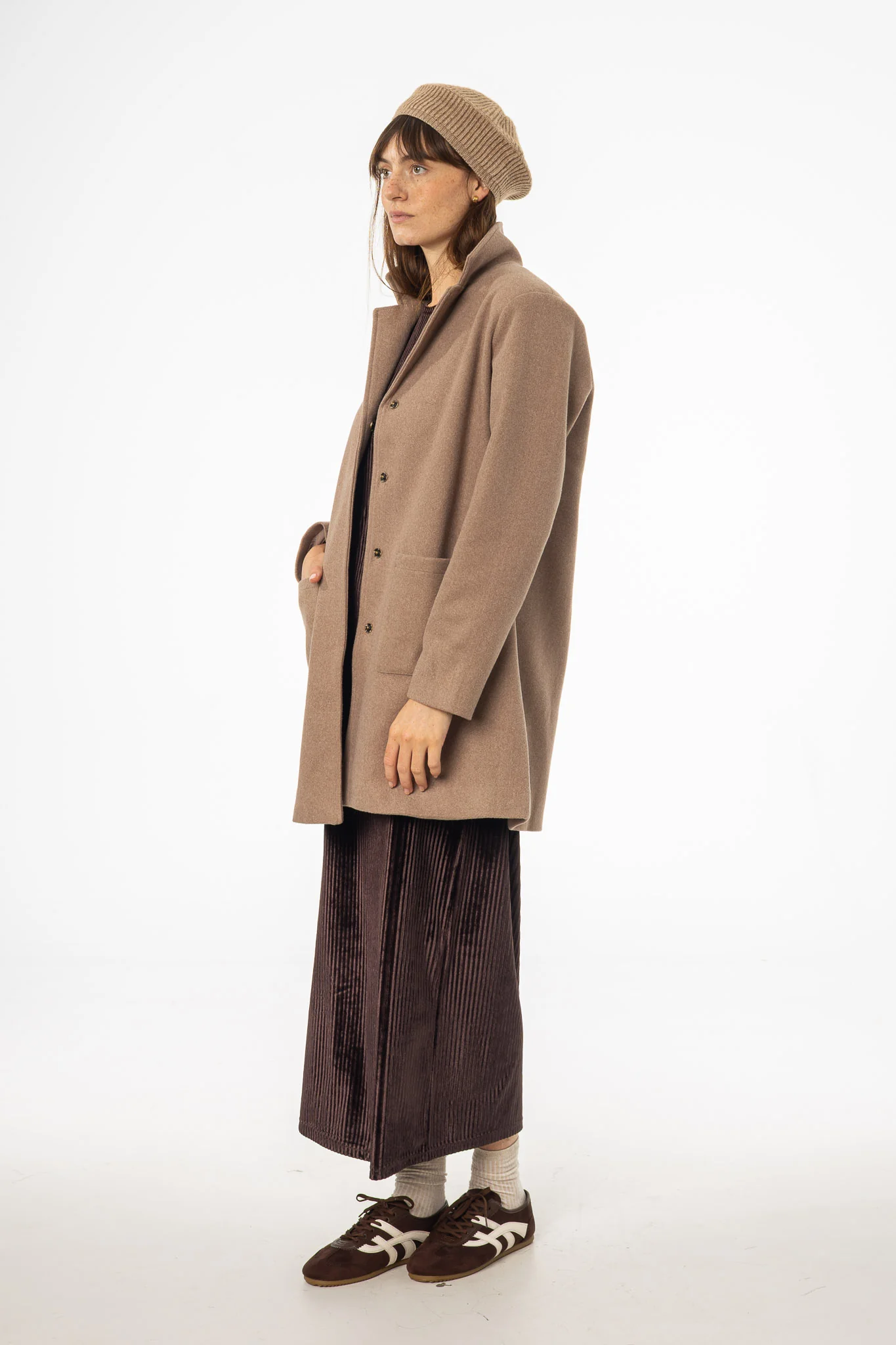 Taupe Wool Coat - Image 3