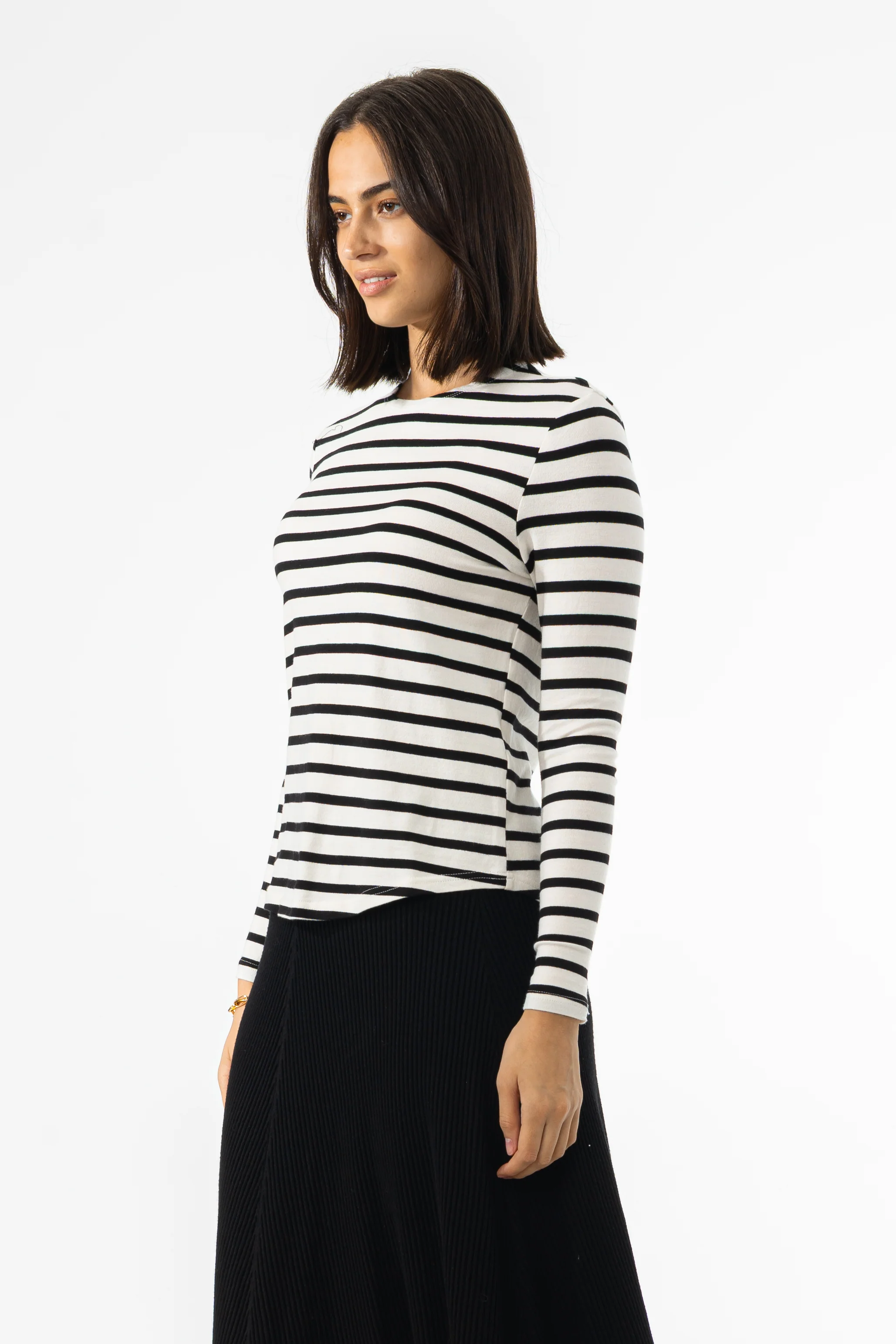 White and Black Striped Knit Top - Image 2