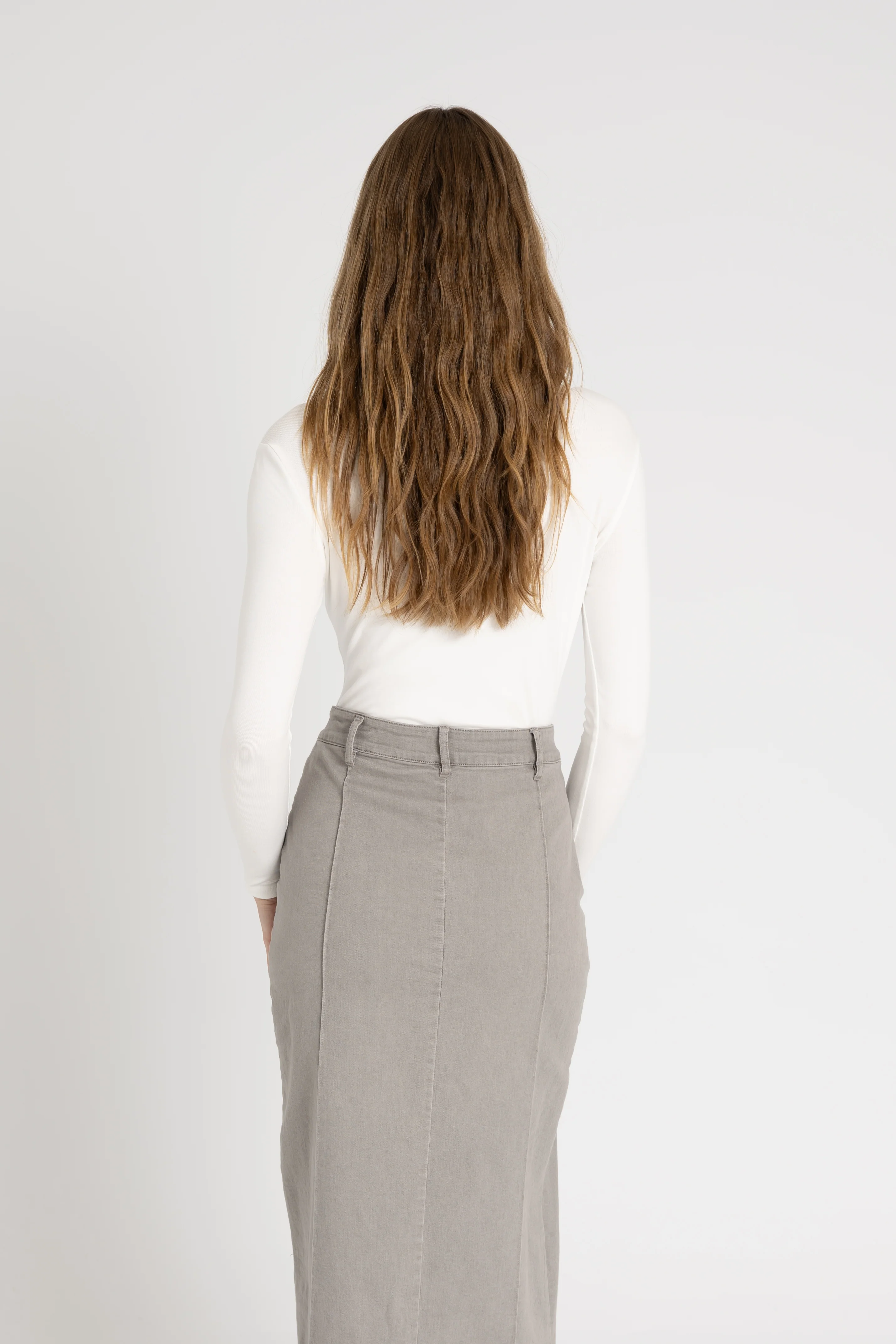 White Basic Wider Neck Ribbed Tee - Image 3