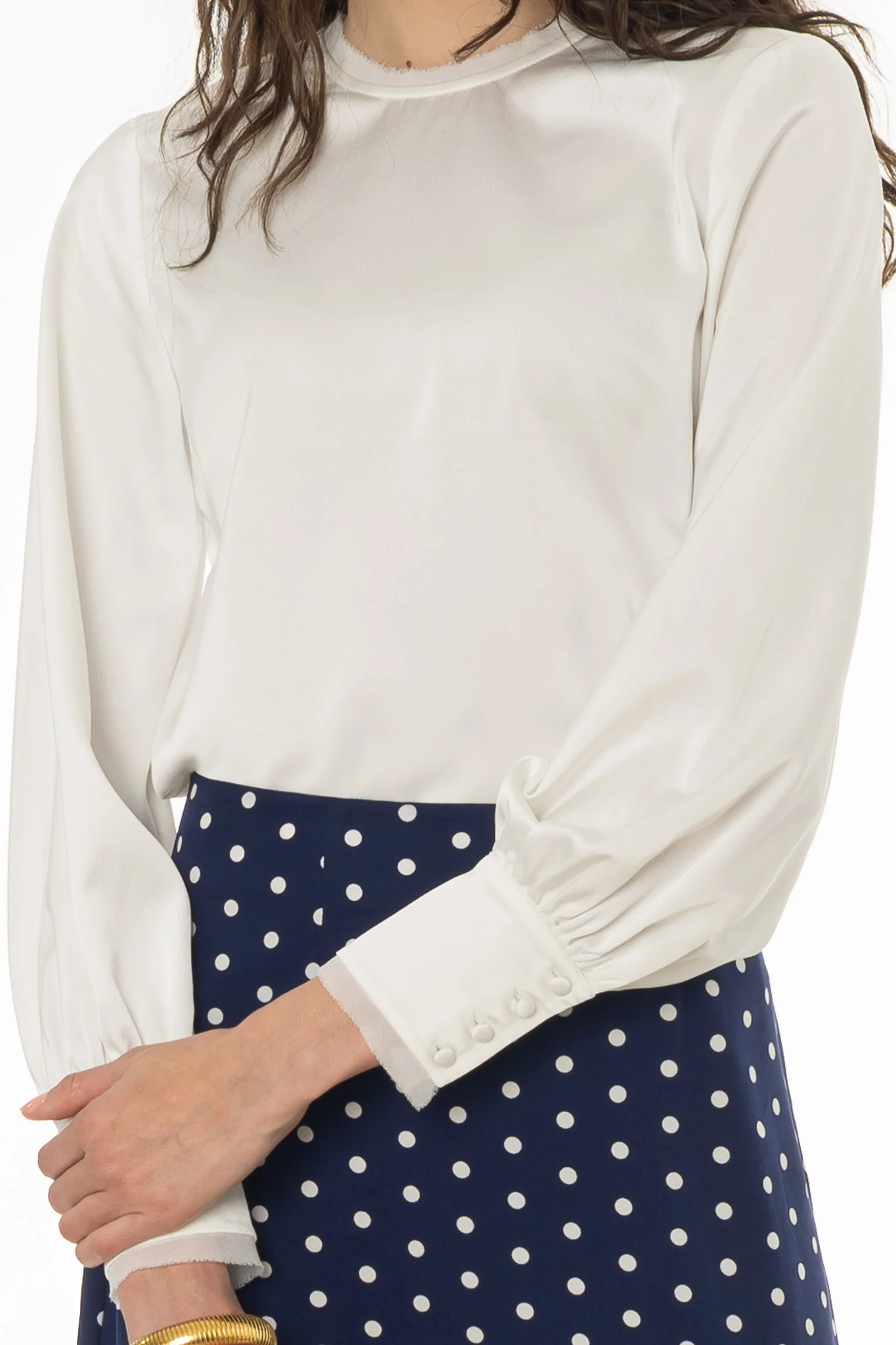 White Chiffon Edge Blouse - Image 2