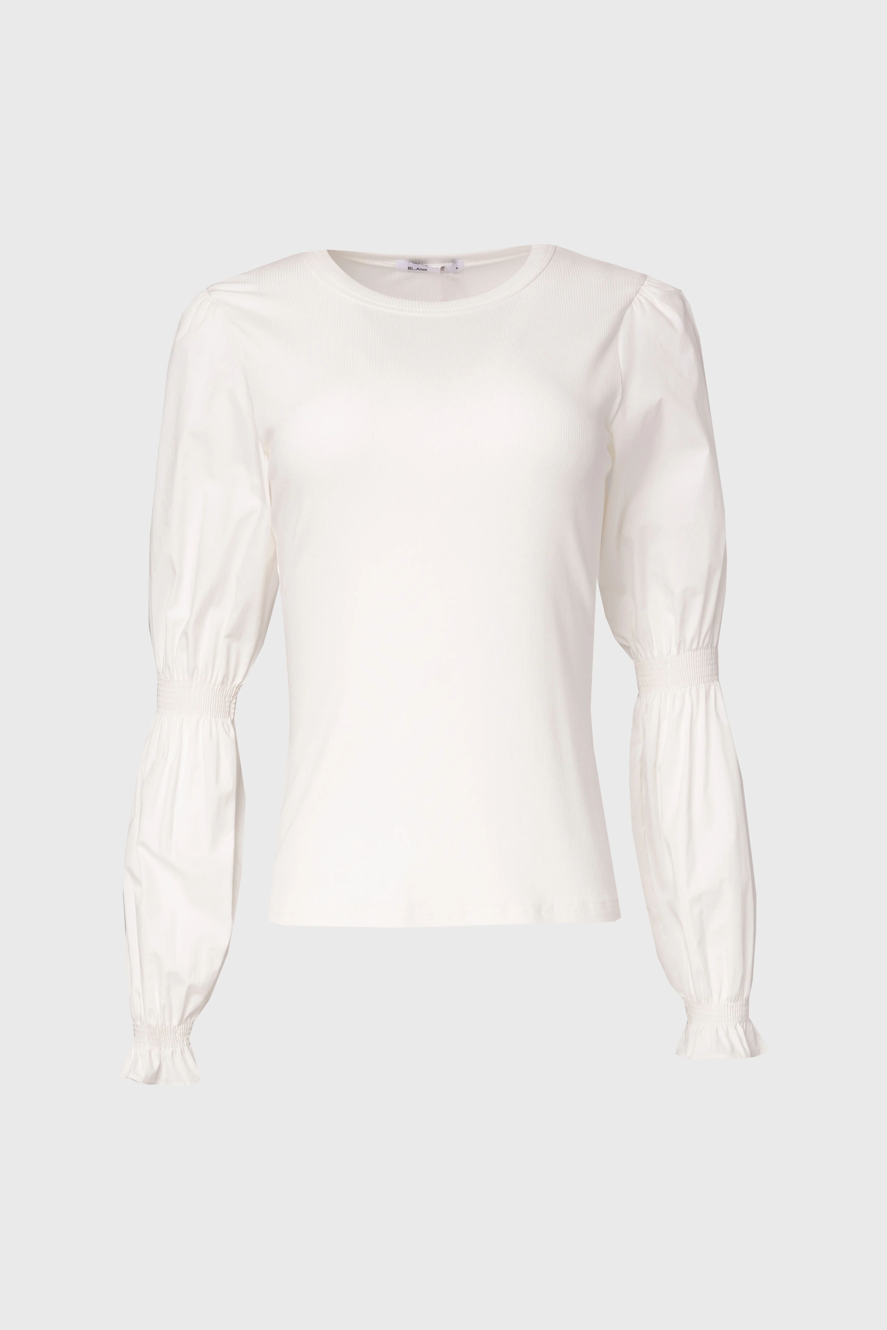 White Combo Gathered Sleeve T-Shirt - Image 5
