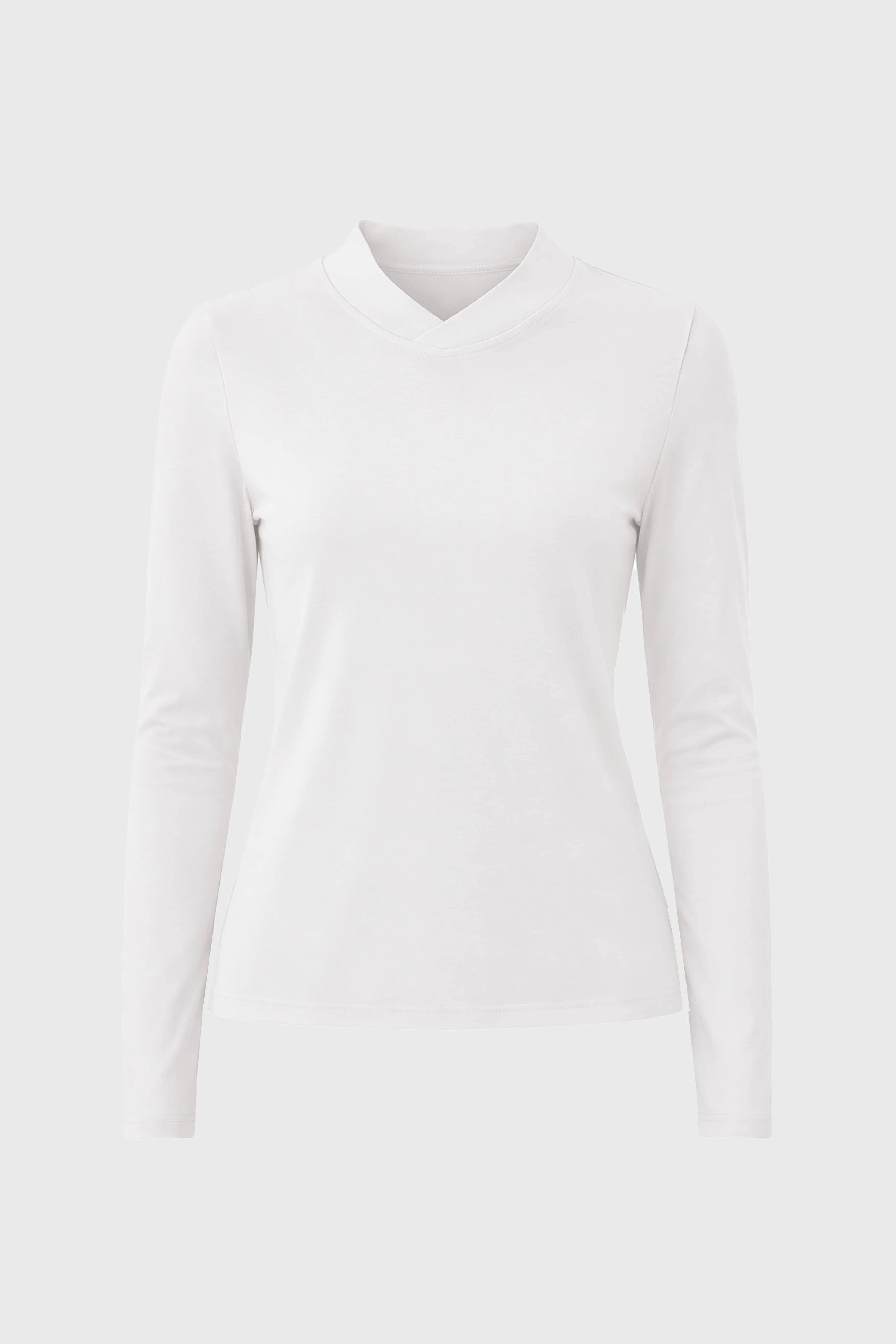 White Crossover Neck T-Shirt - Image 6