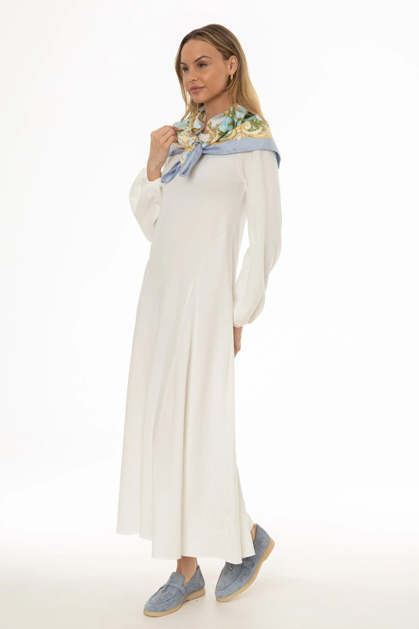 White Godet Seam Maxi Dress - Image 3