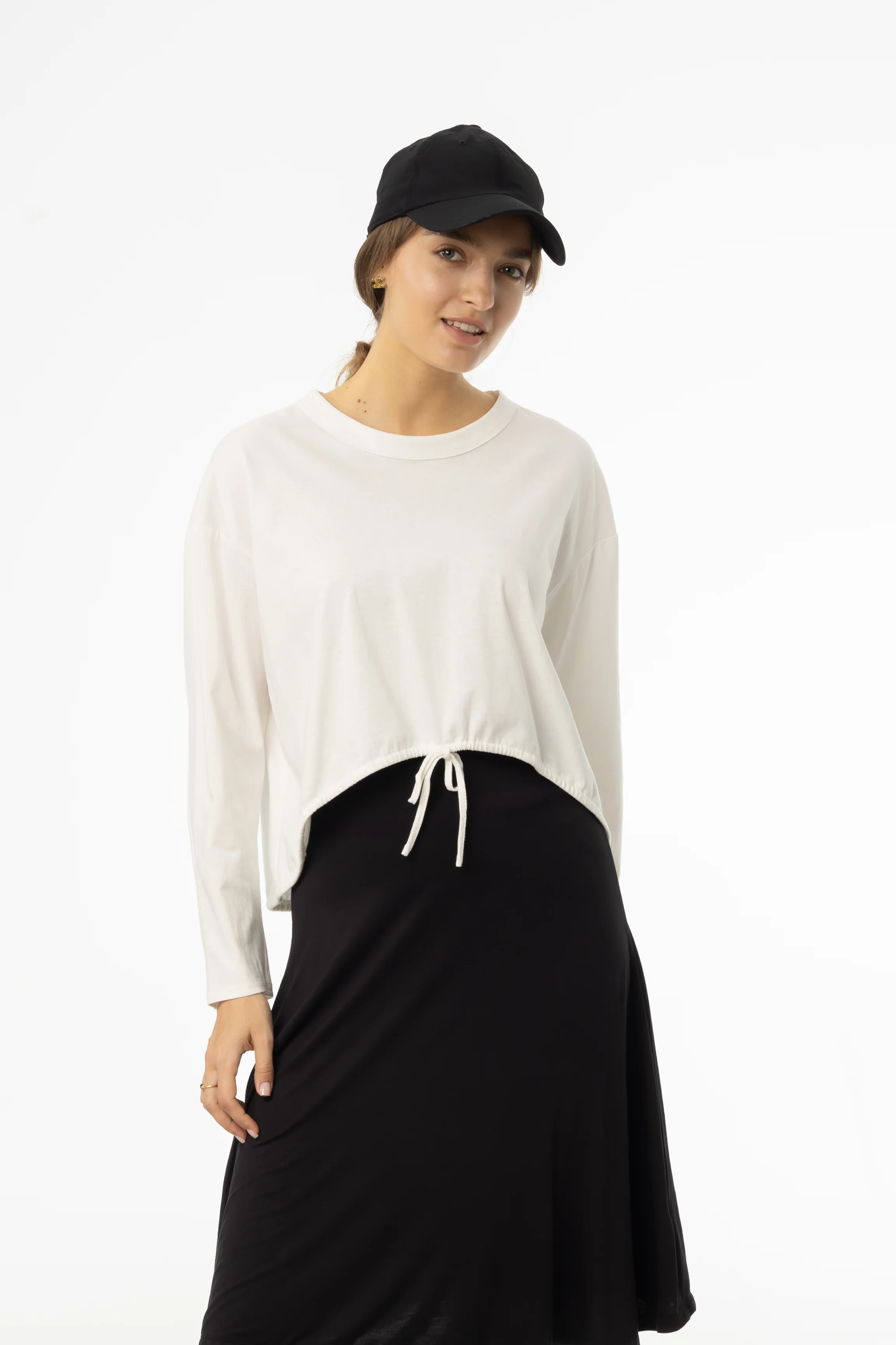 White High Low Drawstring Tee - Image 4