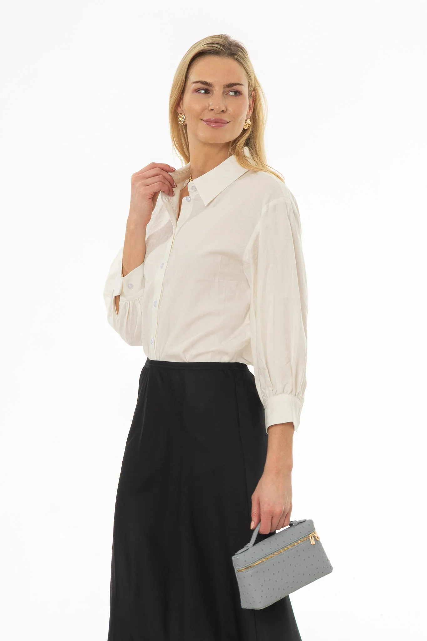 White Paisley 3/4 Sleeve Blouse - Image 3