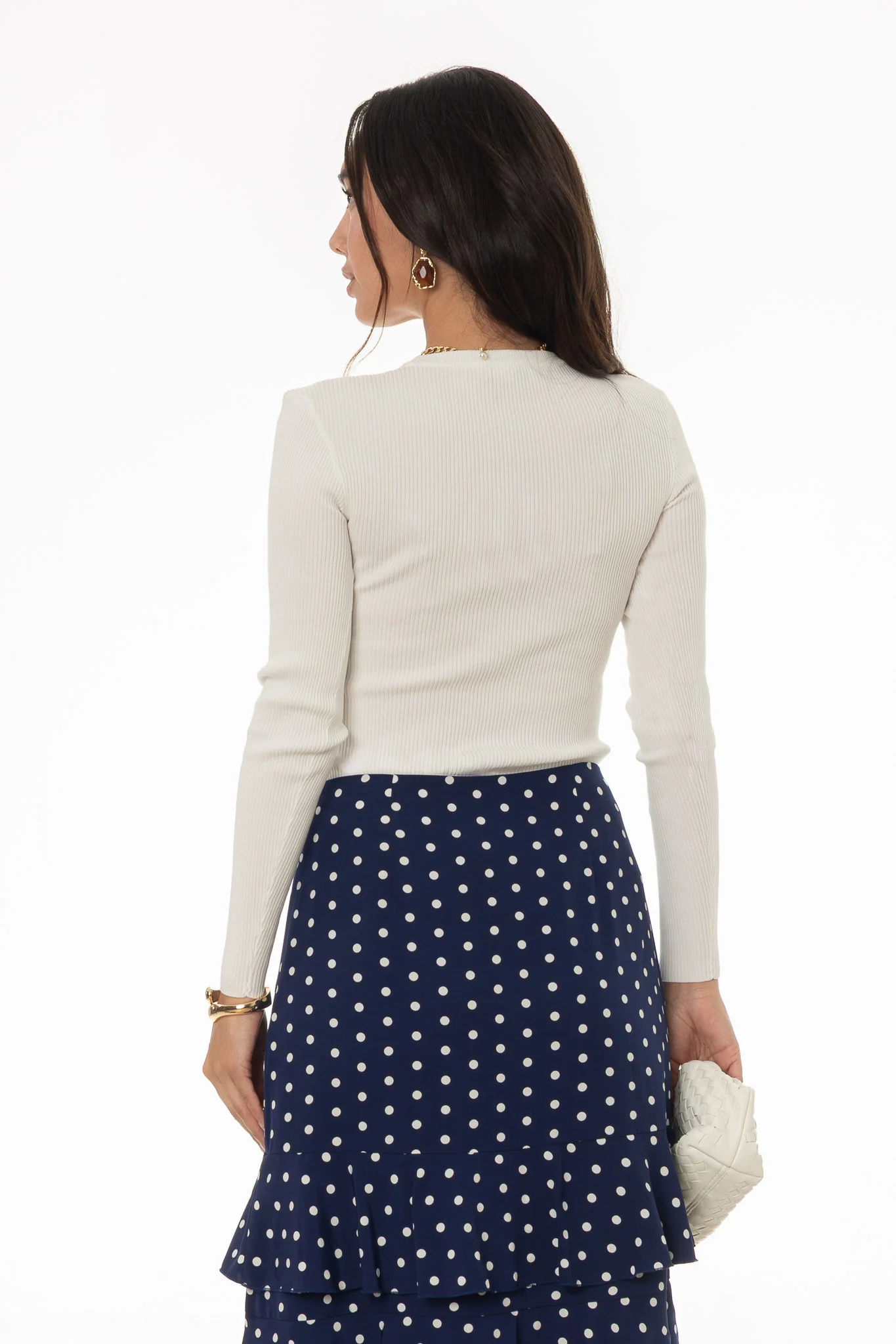 White Ribbed Knit Top - Image 4