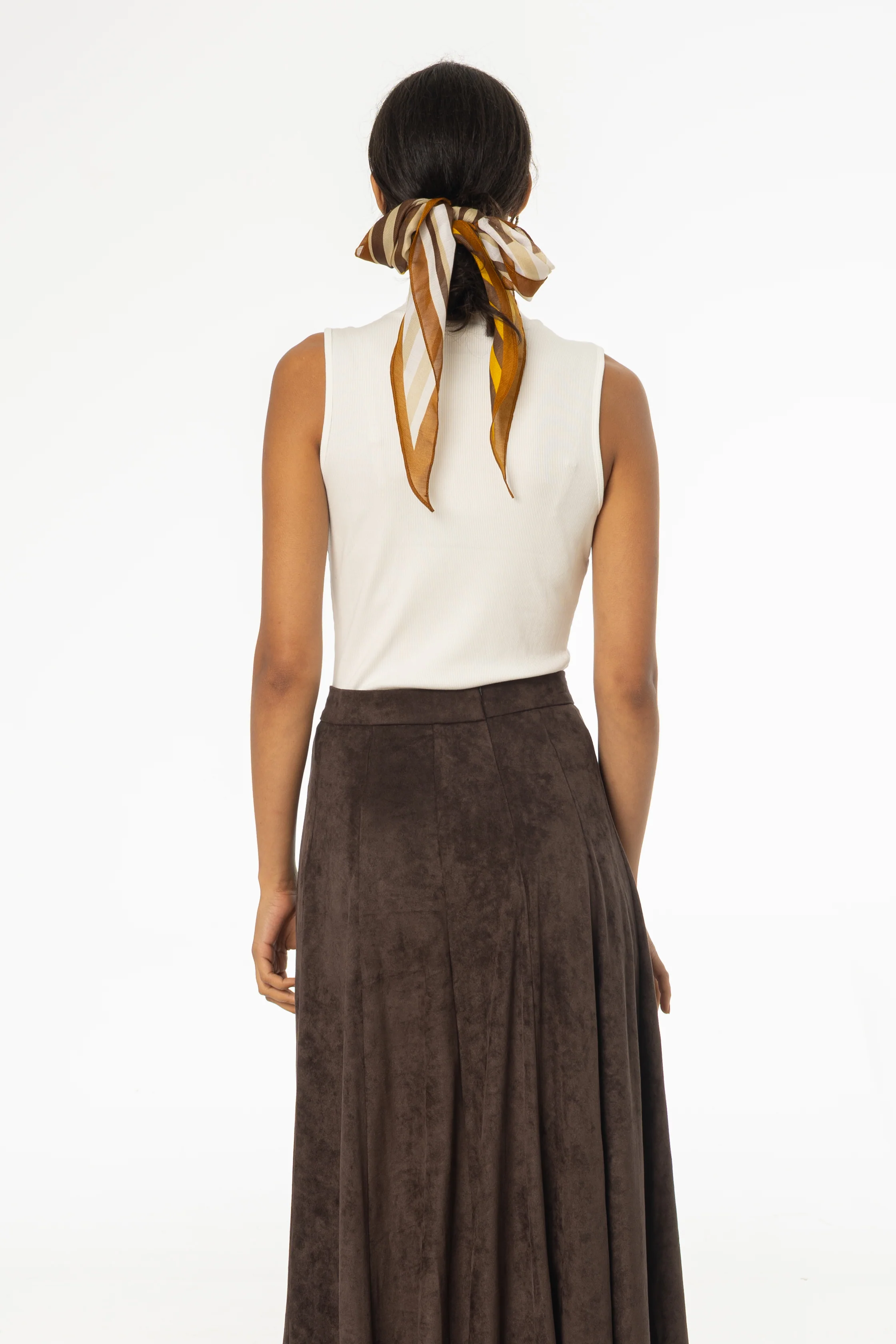 White Ribbed Sleeveless Mock Neck Top - Image 3