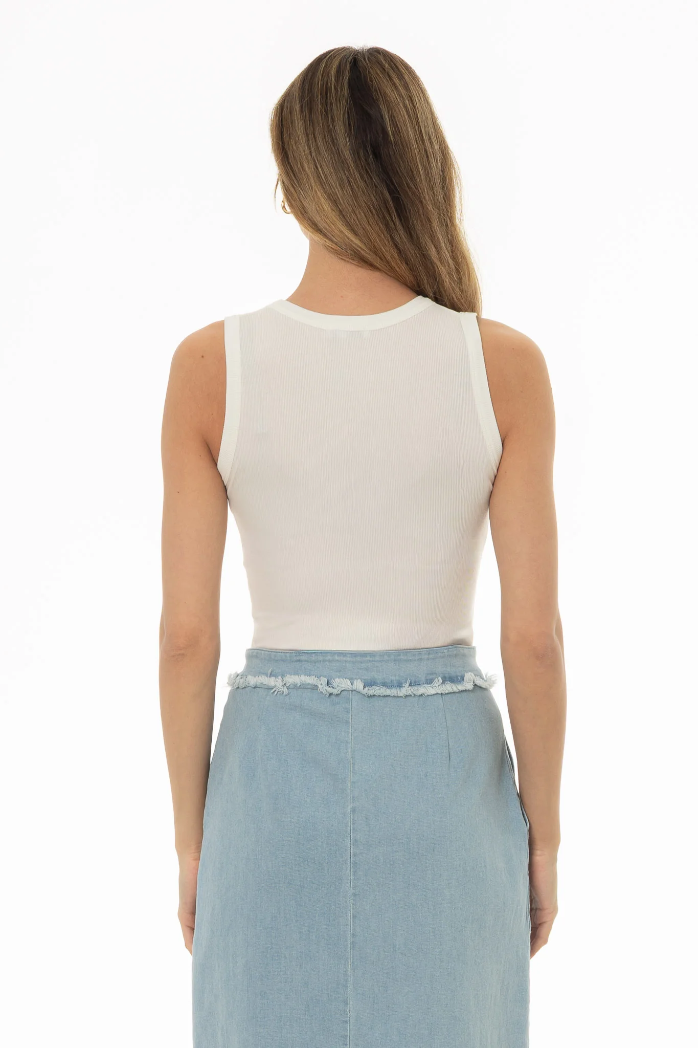 White Ribbed Tank Top 2.0 - Image 4