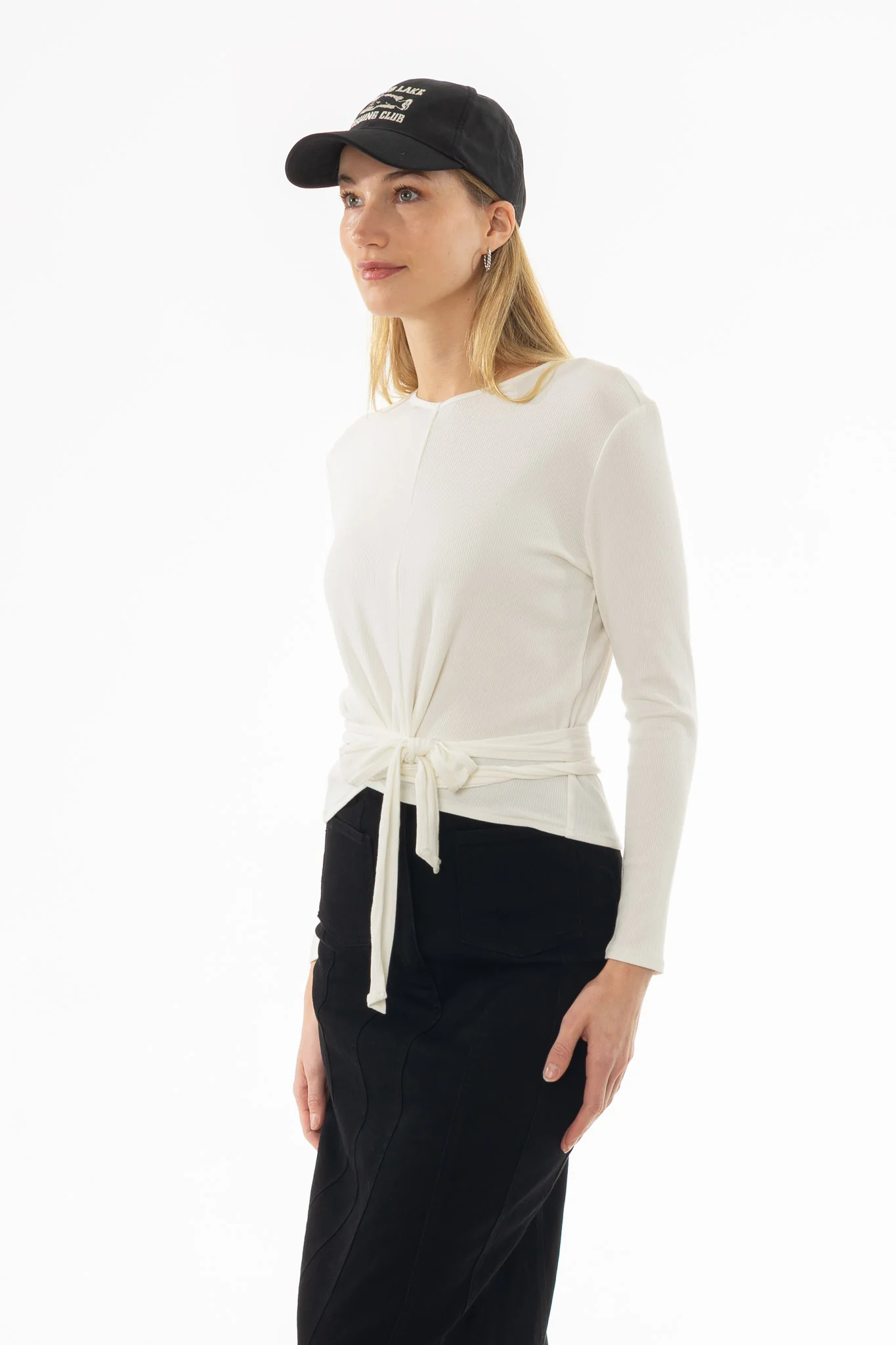 White Ribbed Tie T-Shirt - Image 4