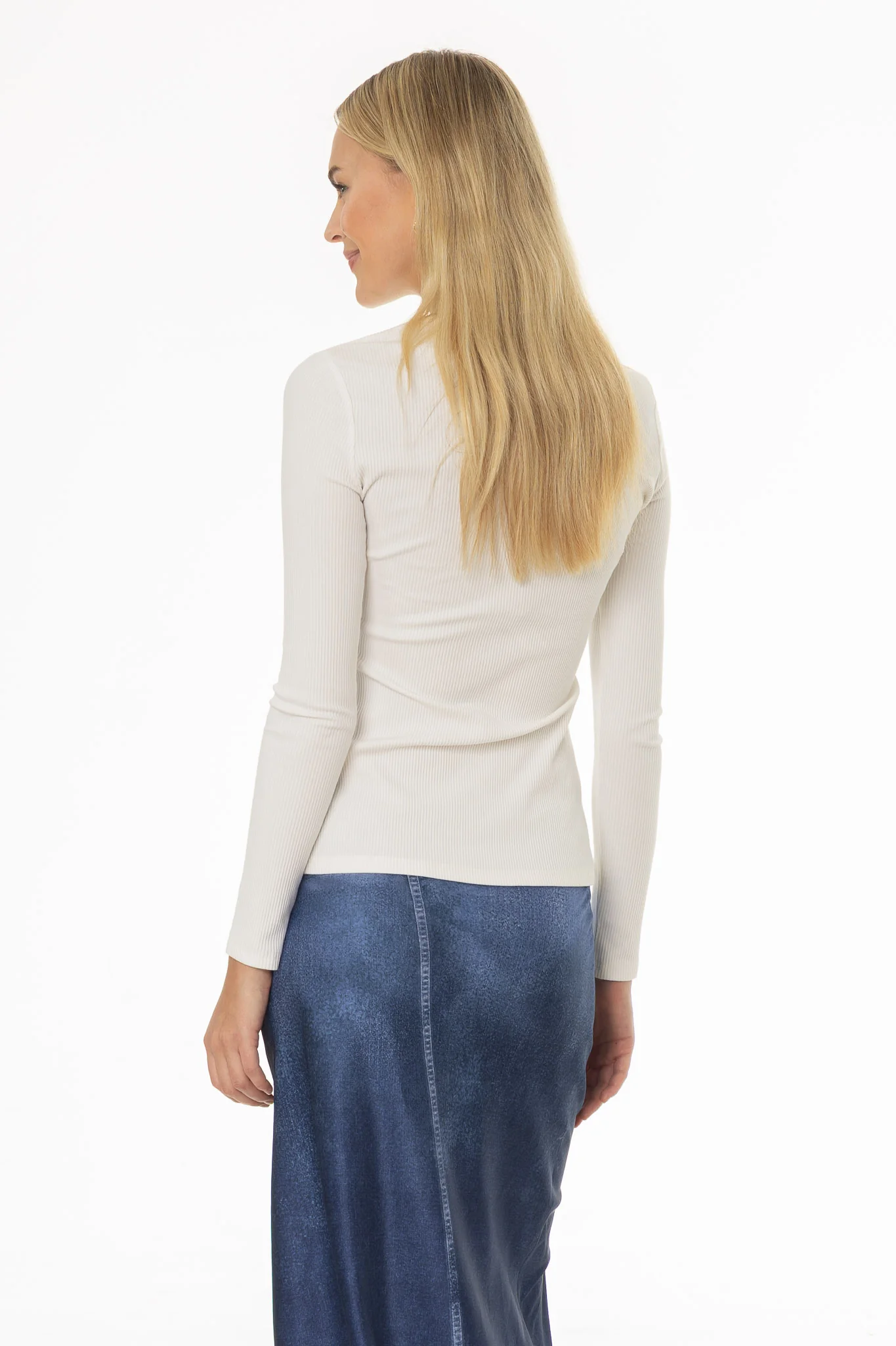 White Ribbed Zipper Top - Image 4