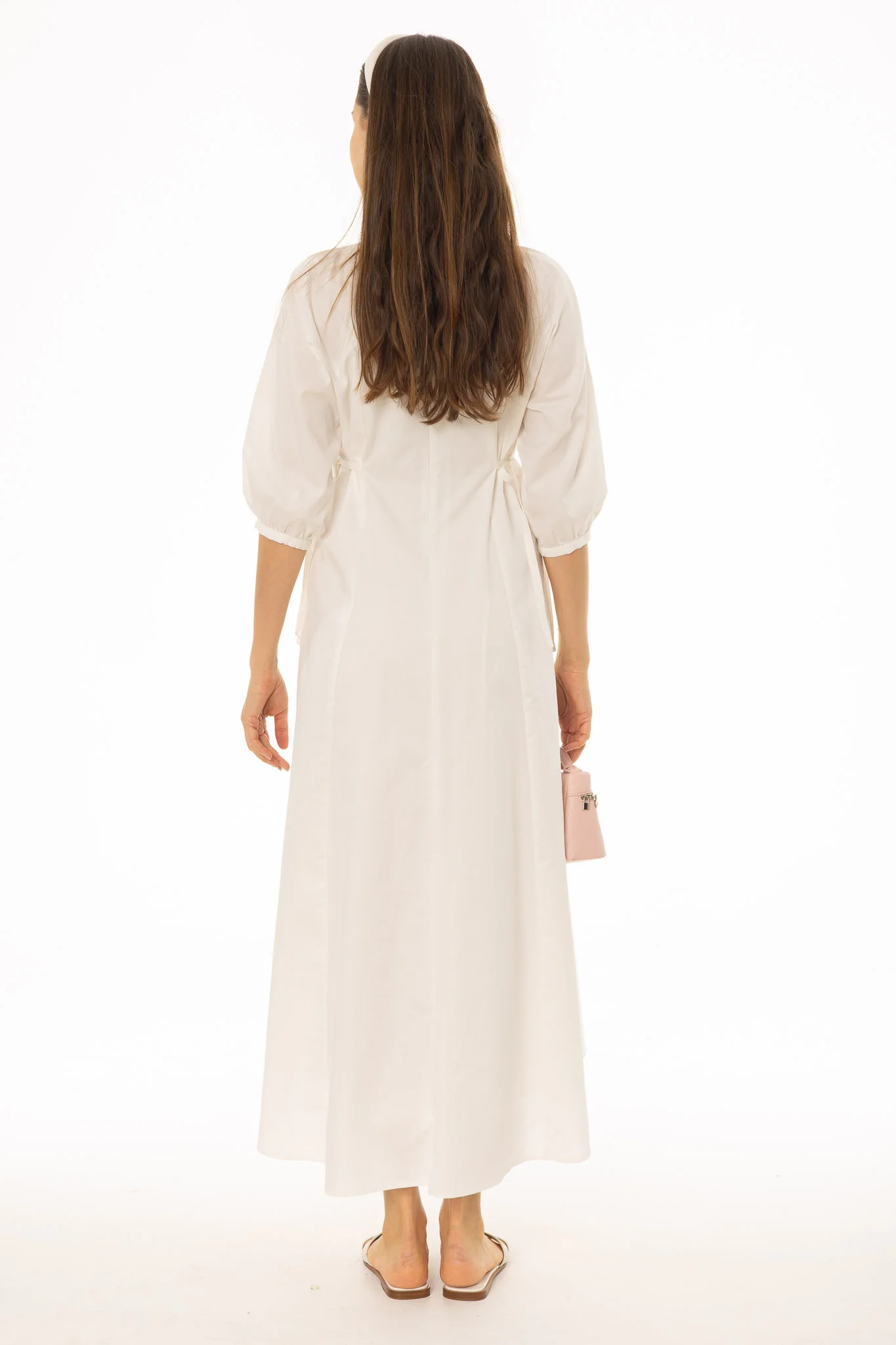 White Side Tie Cotton Maxi Dress - Image 4