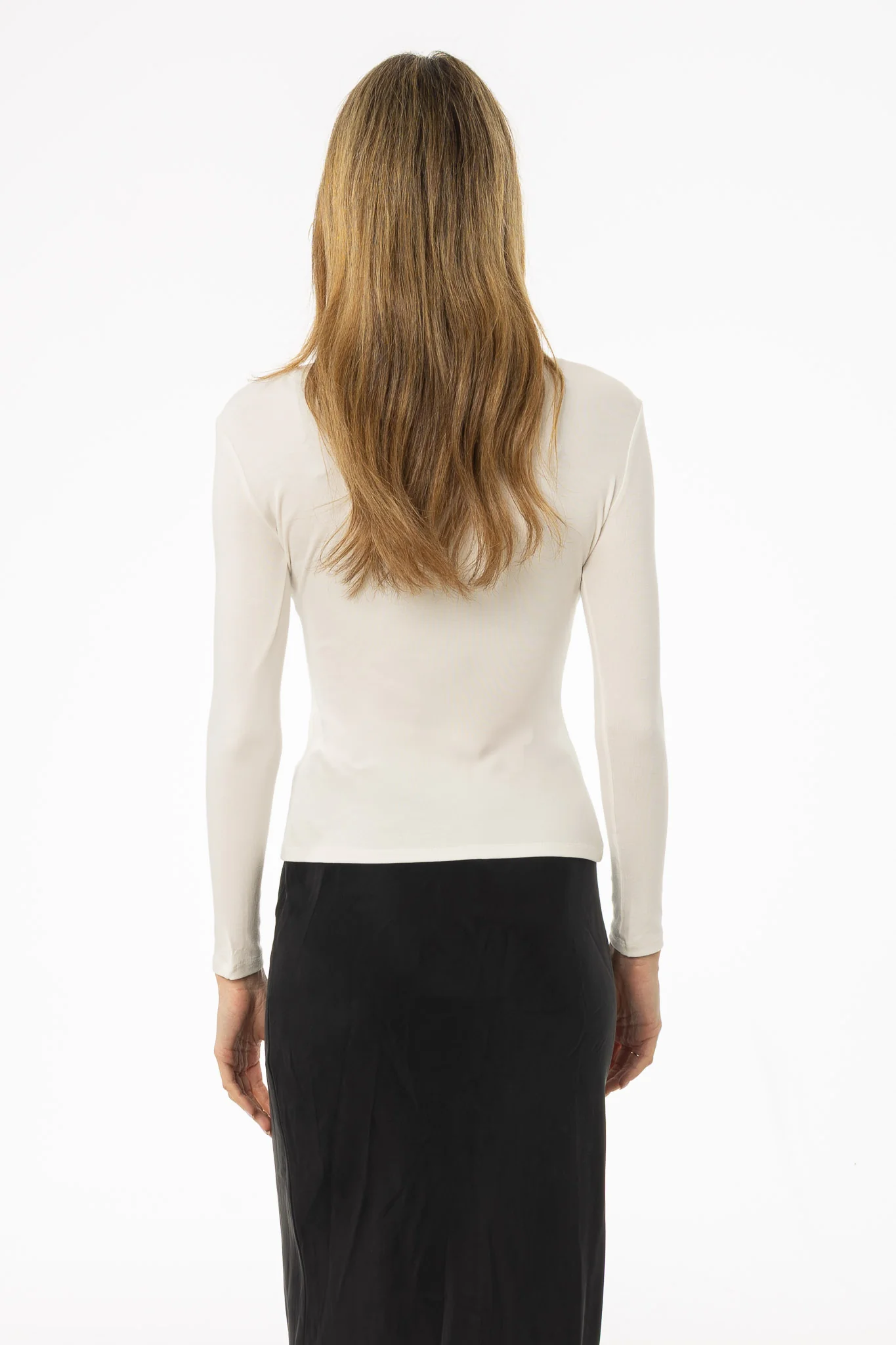 White Solid Wide Neck T-Shirt - Image 3