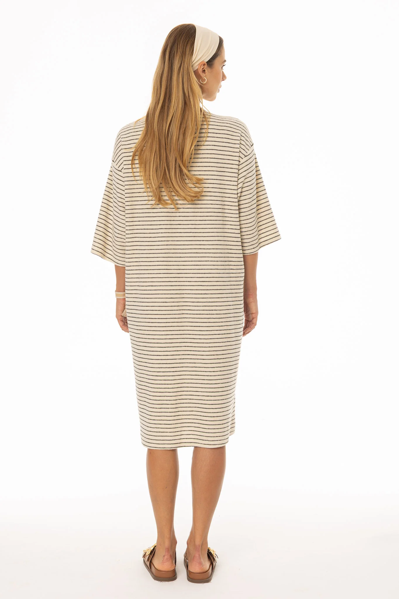 White Striped Terry Dress - Image 5