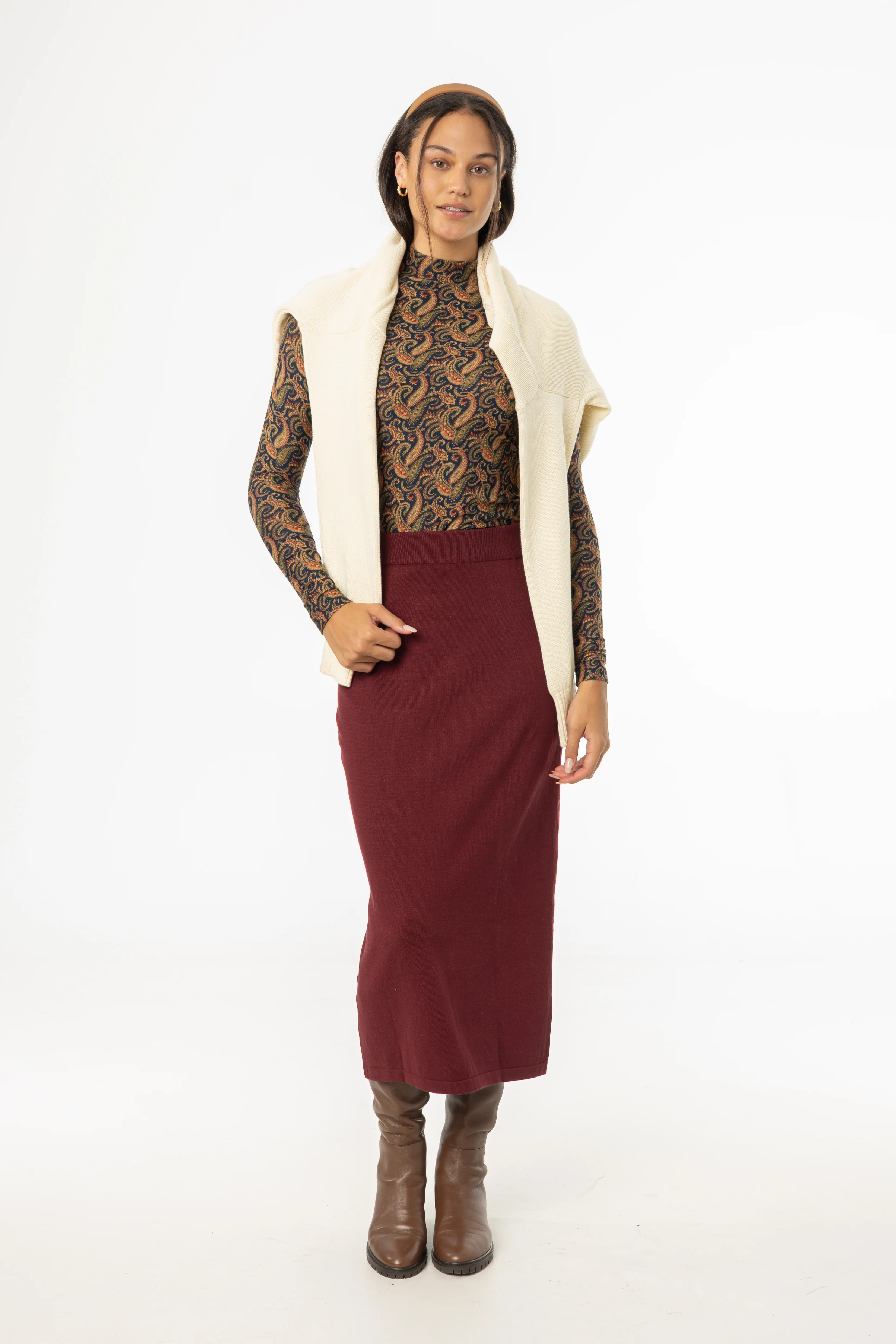 Wine Knit Skirt Legging - Image 4