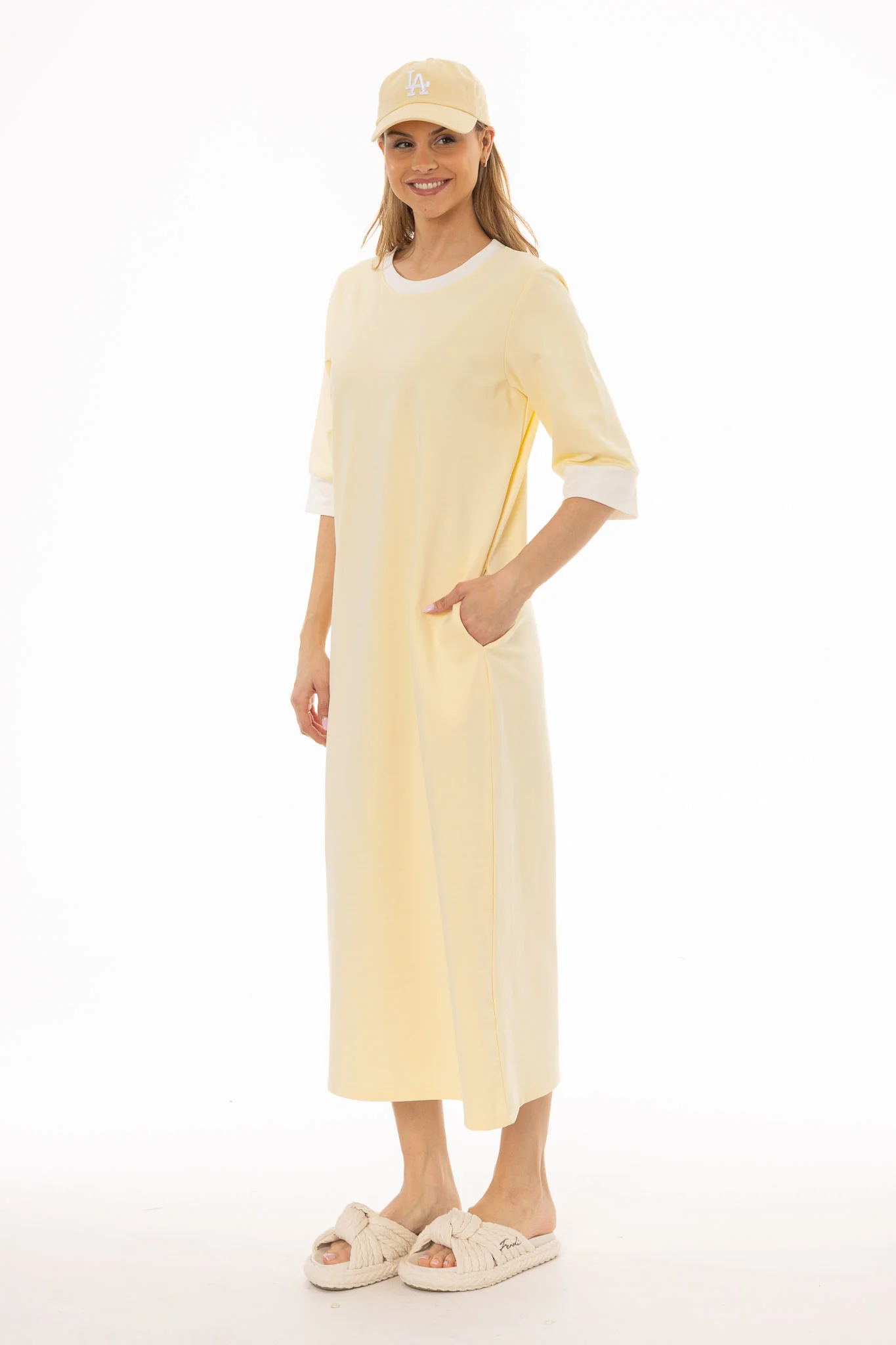 Yellow Contrast T-Shirt Dress - Image 3