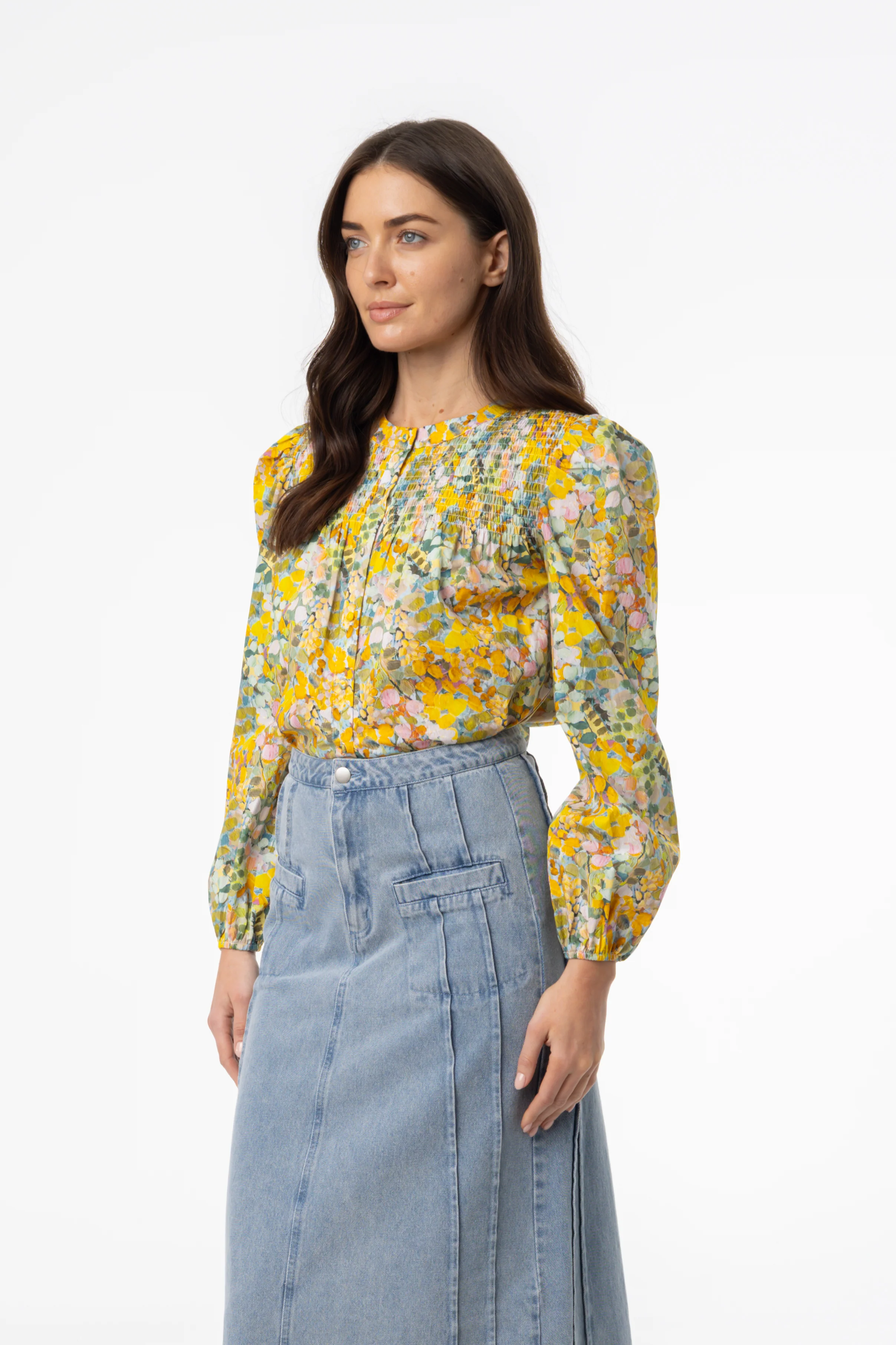 Yellow Floral Printed Blouse - Image 2