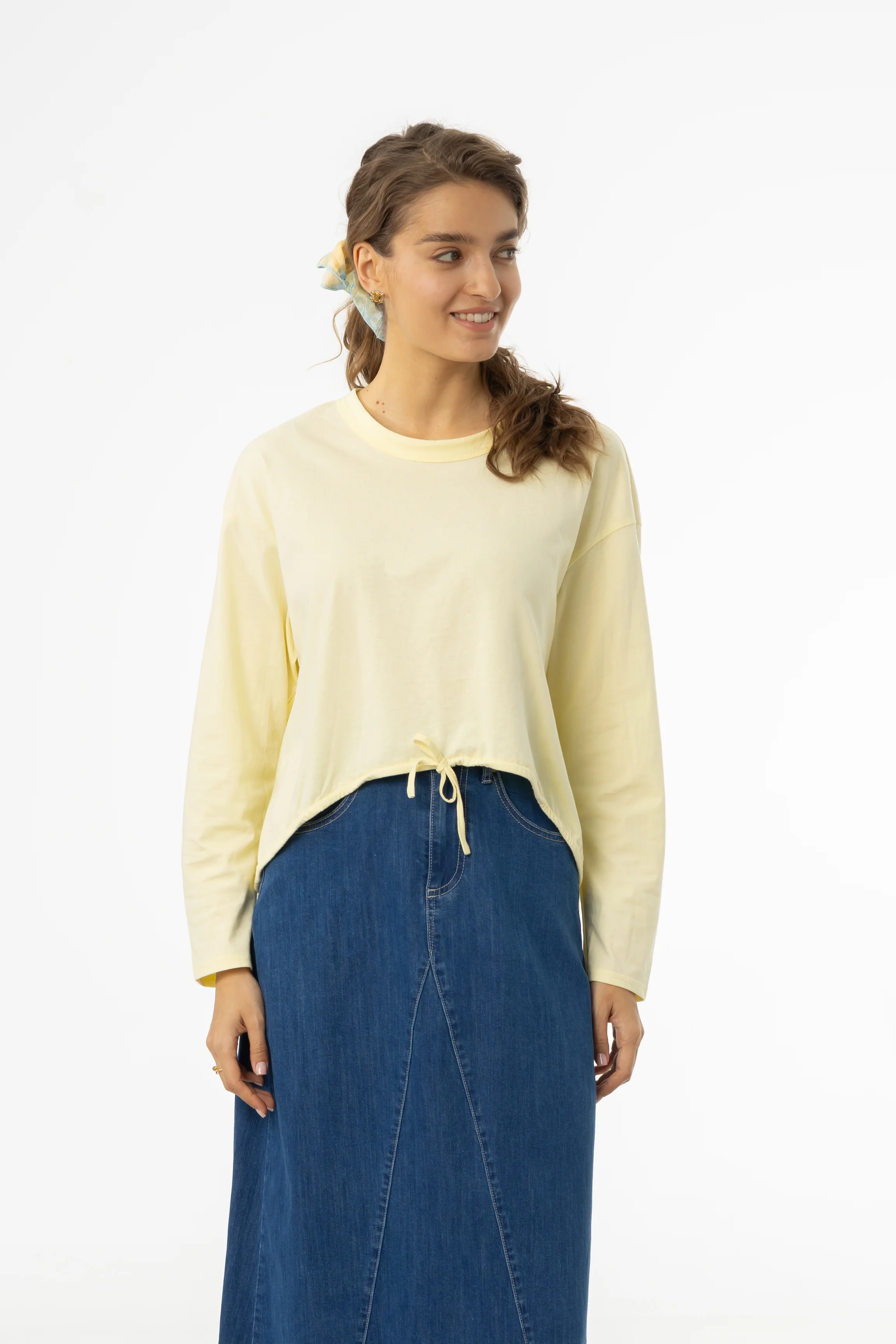 Yellow High Low Drawstring Tee - Image 4