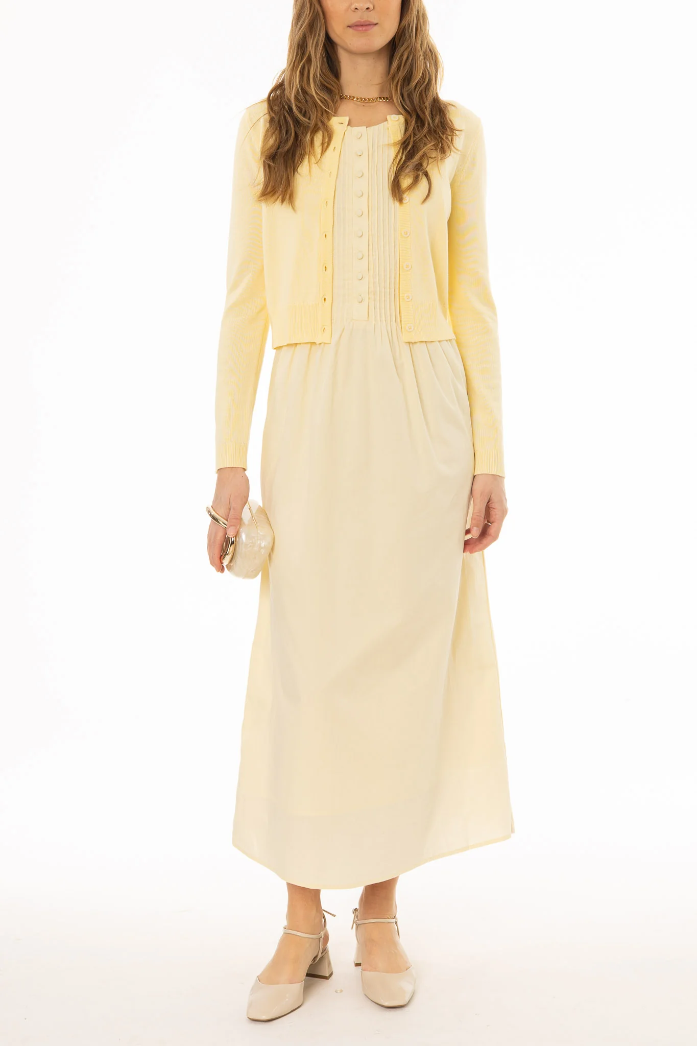 Yellow Pintuck Cotton Maxi Jumper - Image 4
