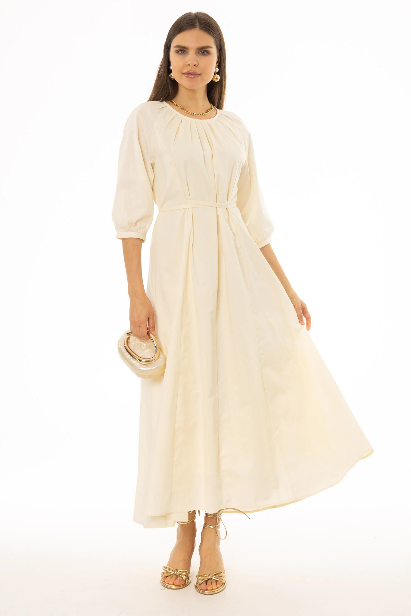 Yellow Side Tie Cotton Maxi Dress - Image 5