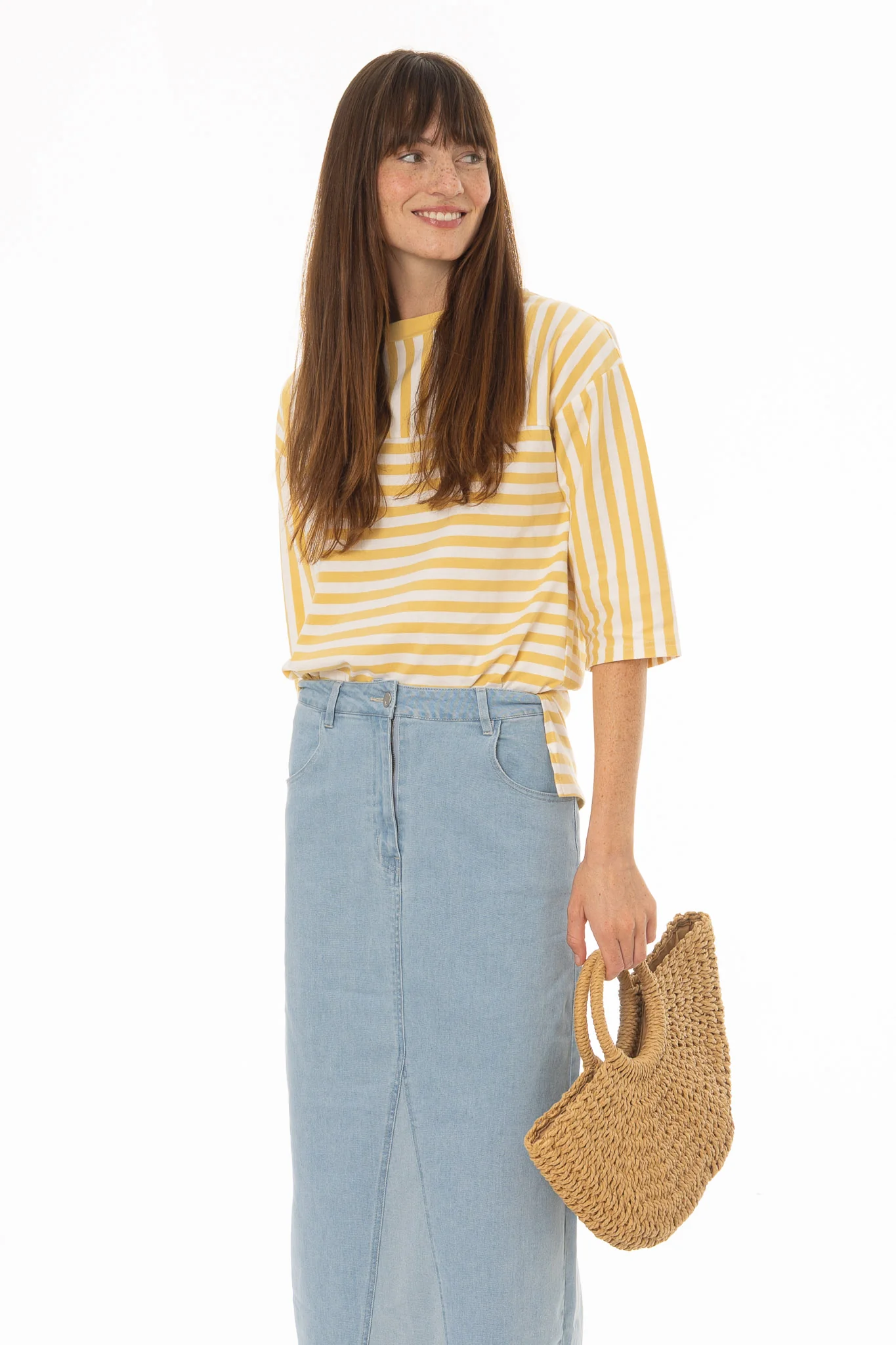 Yellow Striped Contrast T-Shirt - Image 2