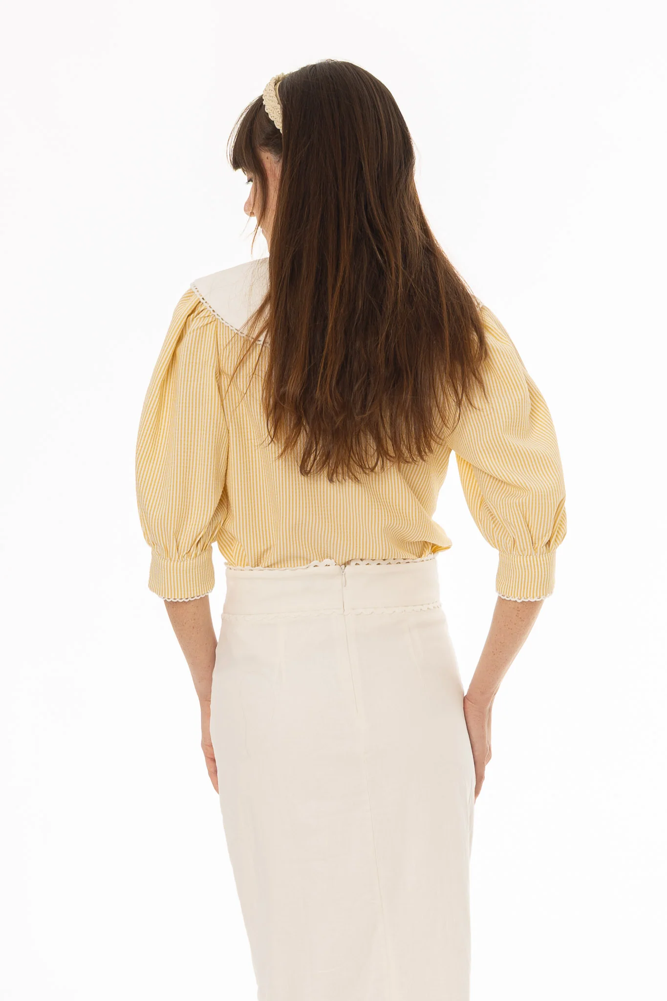 Yellow Striped Seersucker Blouse - Image 5