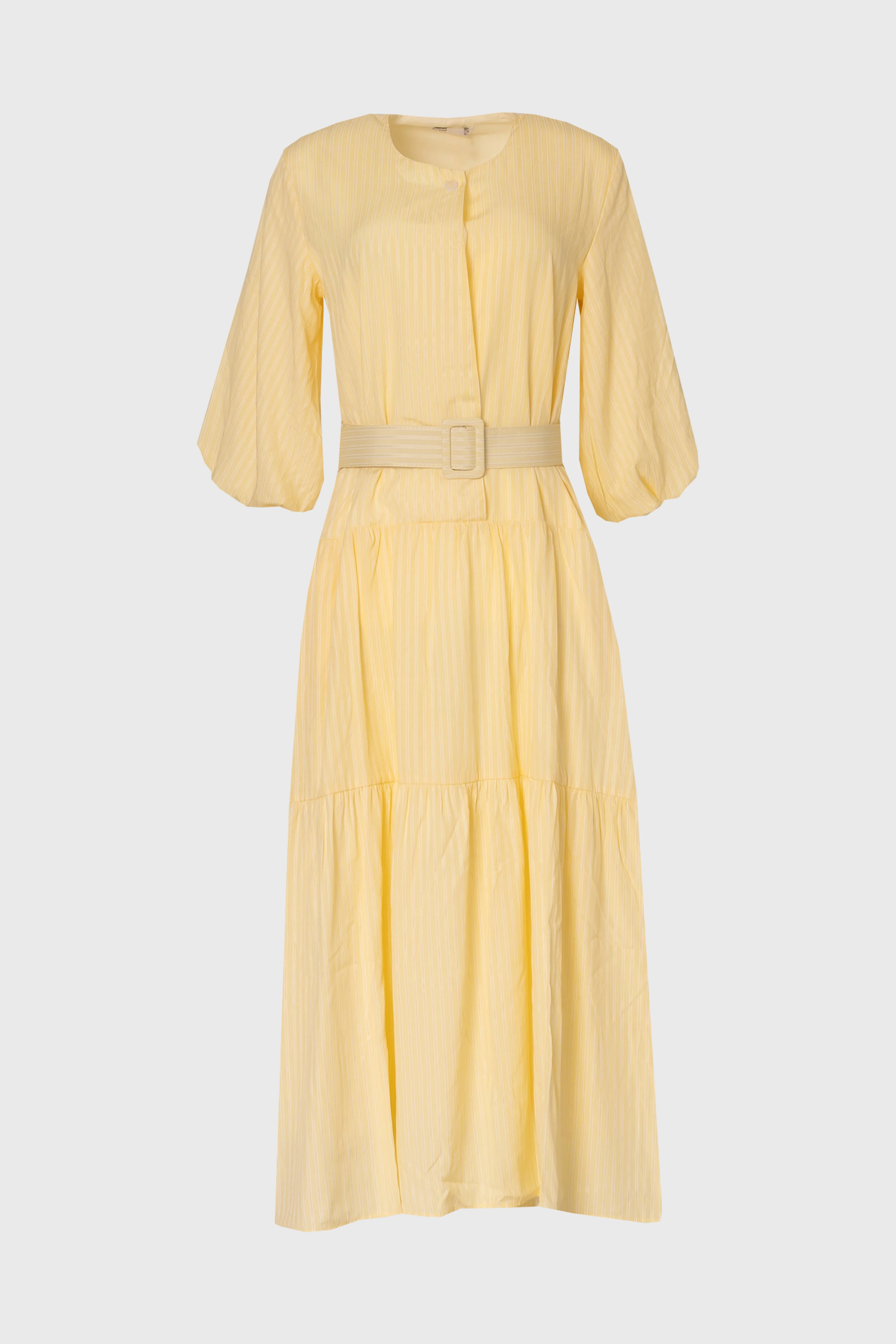 Yellow Striped Tiered Maxi Dress - Image 6